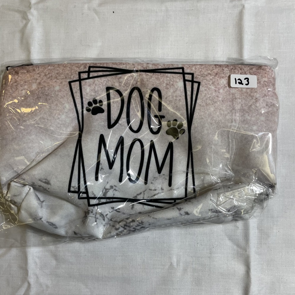 The Pouch Dog Mom Cosmetic Bag Womens Small Pink Marble New Zipper Travel Pouch